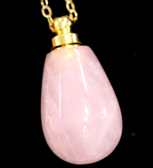 Gemstone Perfume Bottle Necklace - Oval - Spiral Circle