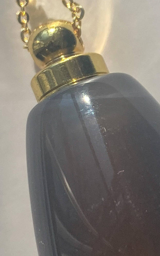 Gemstone Perfume Bottle Necklace - Oval - Spiral Circle