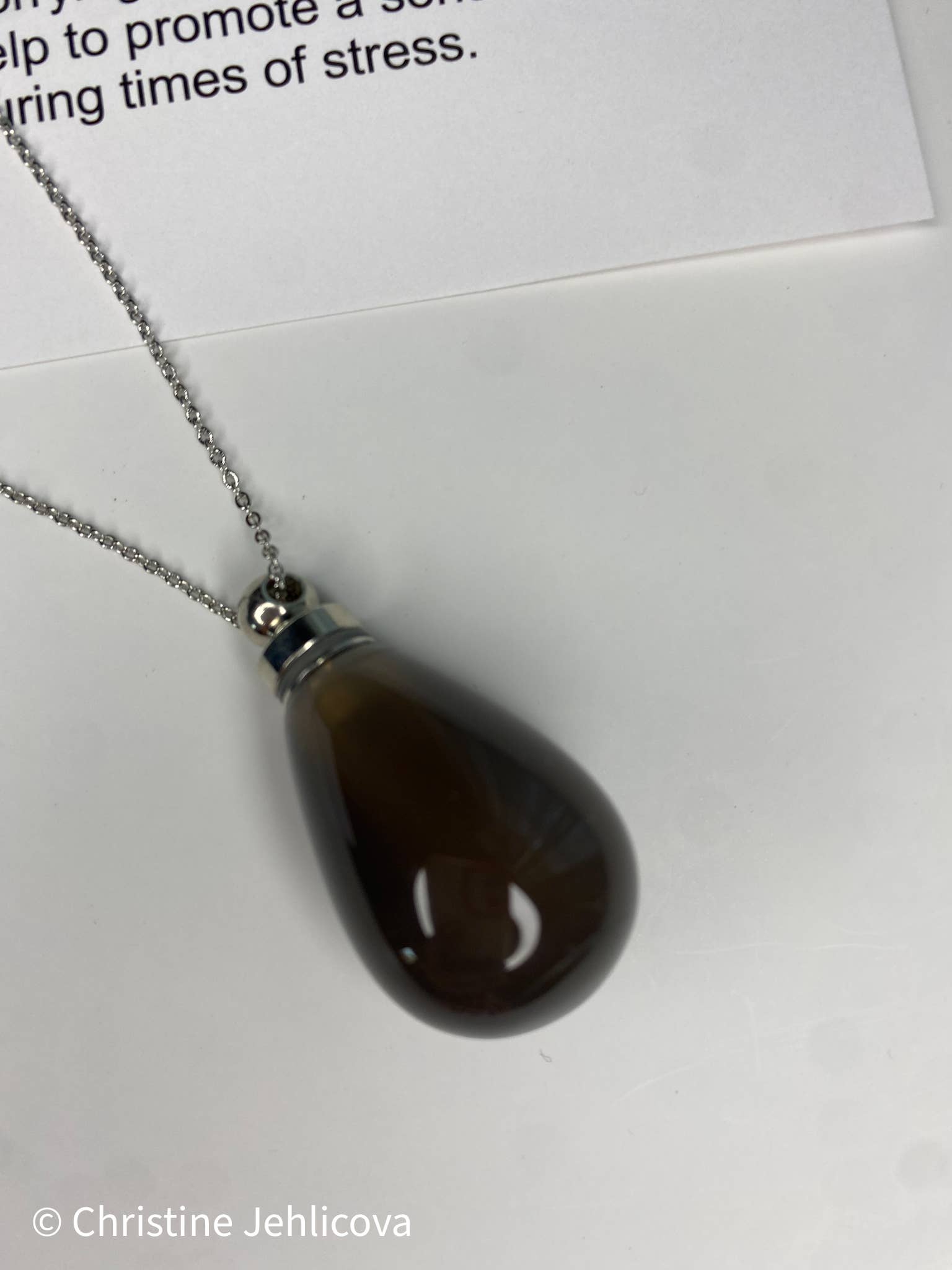 Gemstone Perfume Bottle Necklace - Oval - Spiral Circle