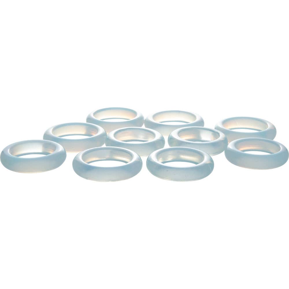 Gemstone Rounded Opalite Rings - Spiral Circle