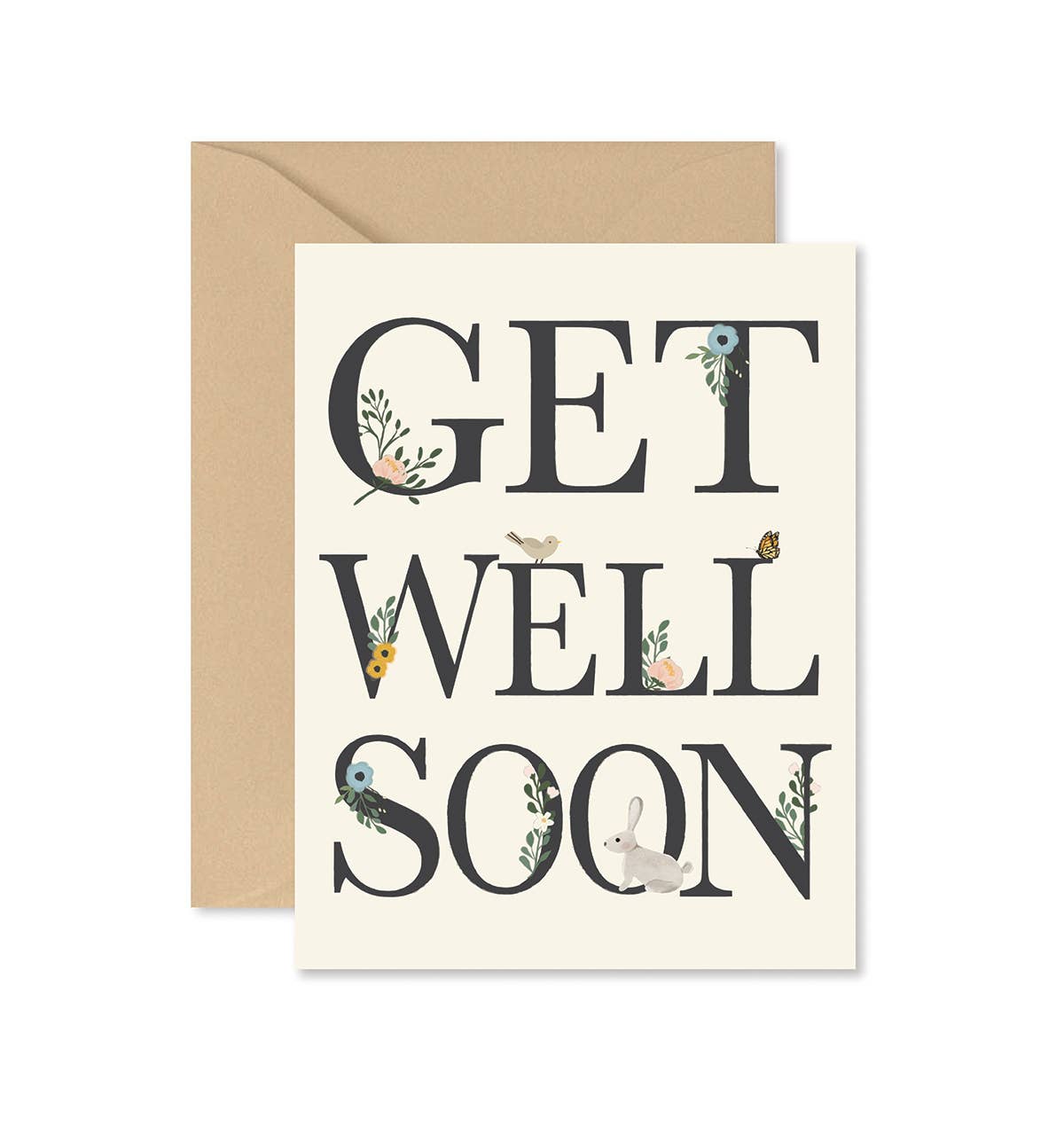 Get Well Soon Floral Greeting Card - Spiral Circle