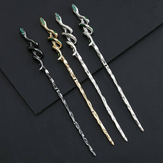 Glam Textured Snake - Shaped Hairpins - Spiral Circle