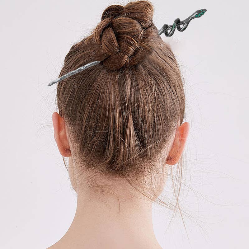 Glam Textured Snake - Shaped Hairpins - Spiral Circle