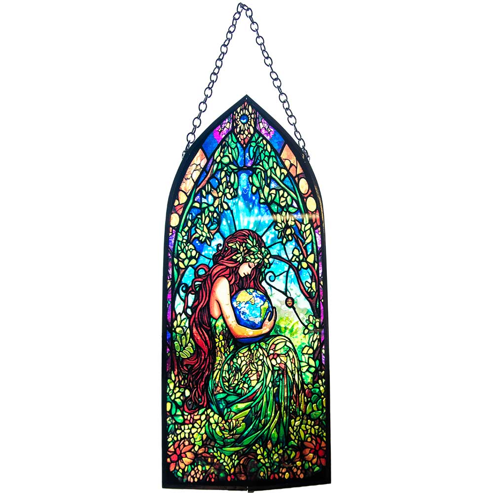 Glass Suncatcher 8in Cathedral - Earth Goddess (Each) - Spiral Circle