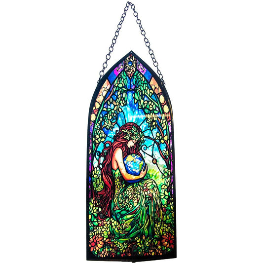 Glass Suncatcher 8in Cathedral - Earth Goddess (Each) - Spiral Circle