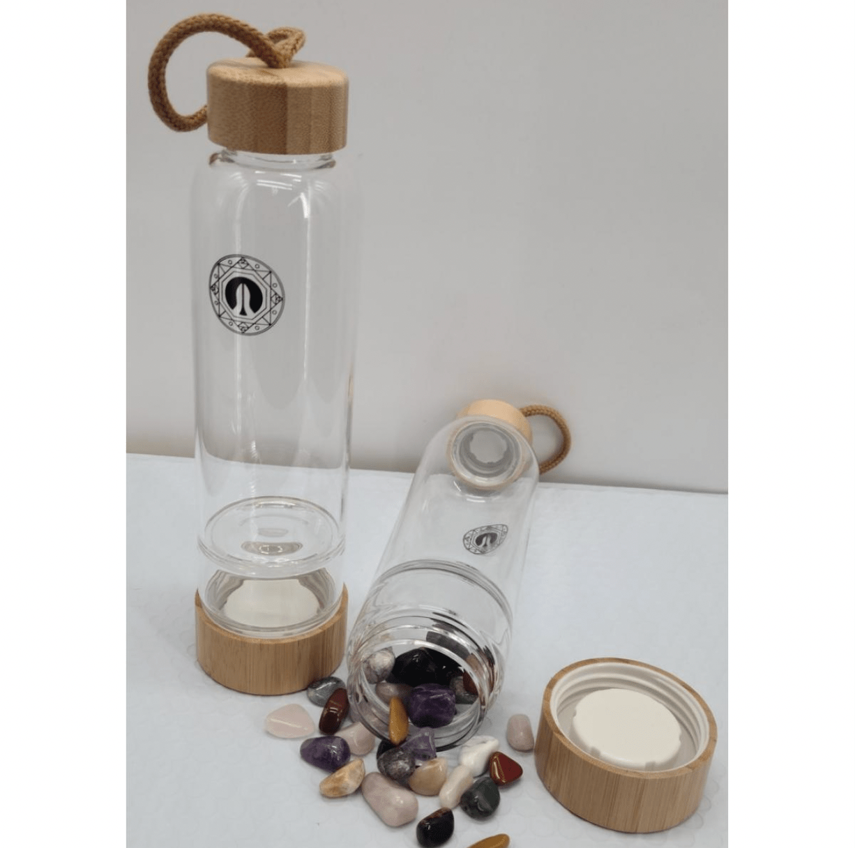 Glass Water Bottle to Fill Your Own Rocks - Spiral Circle