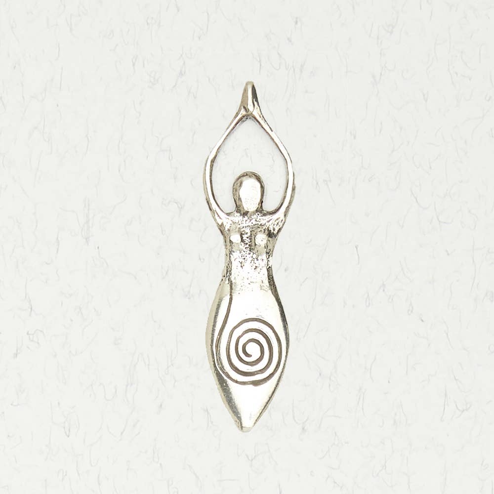 Goddess Pewter Pendant Necklace - Spiral Goddess - Spiral Circle