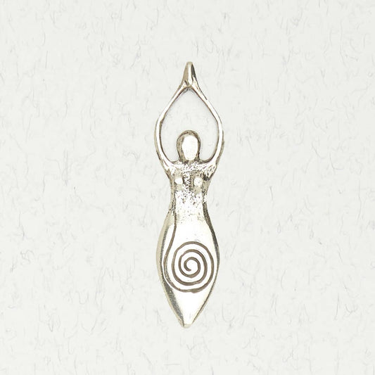 Goddess Pewter Pendant Necklace - Spiral Goddess - Spiral Circle