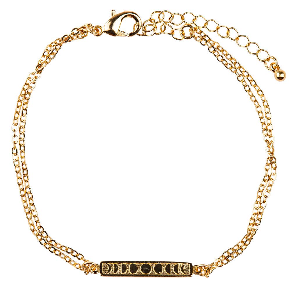 GOLD ADJUSTABLE MOON PHASES BRACELET - Spiral Circle