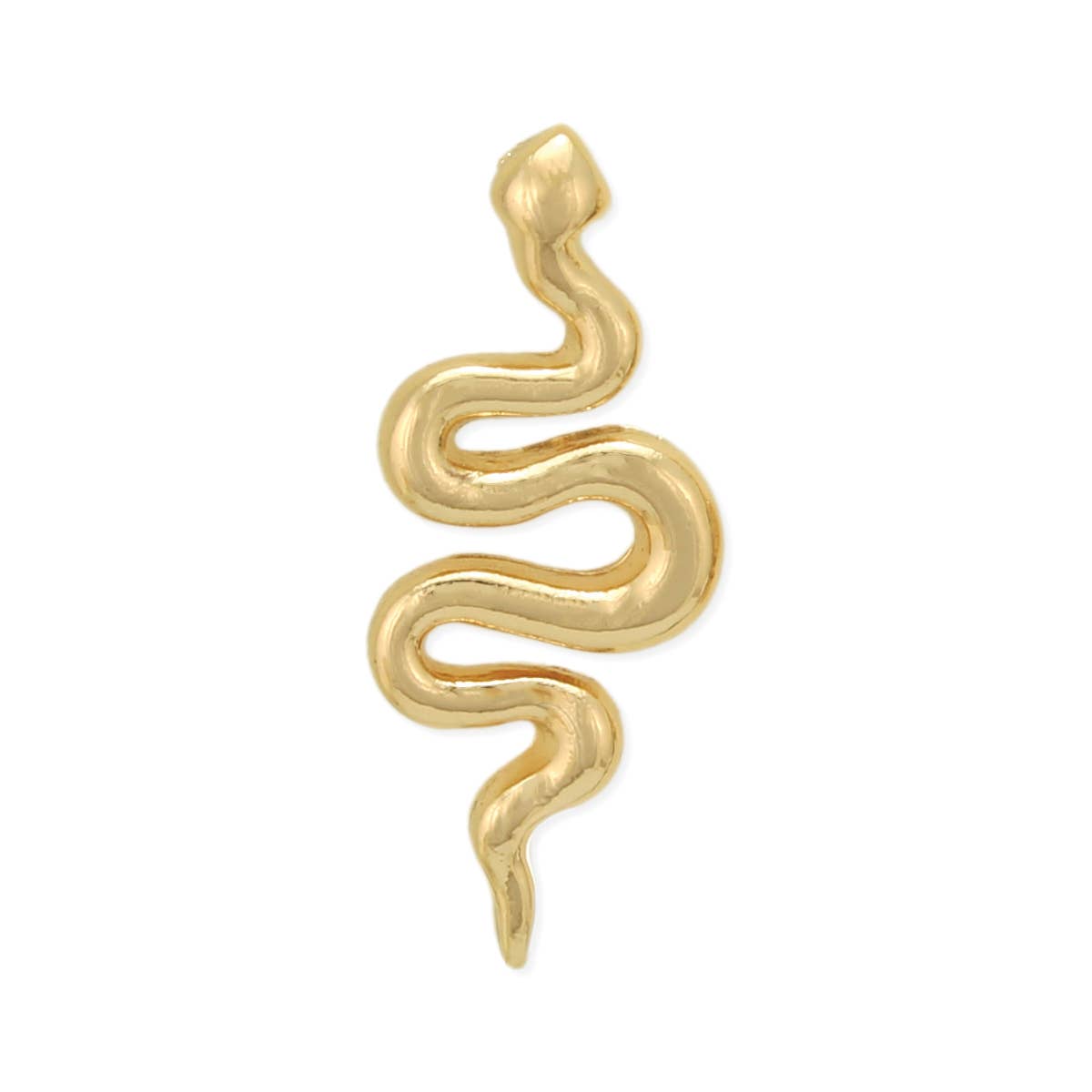 Gold Curvy Snake Post Earrings - Spiral Circle