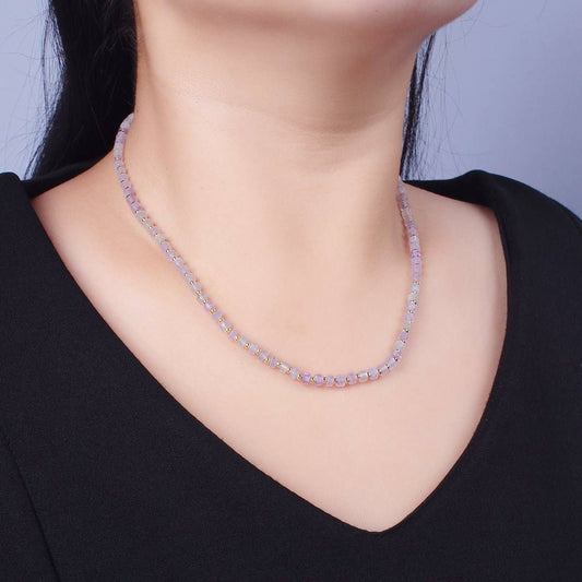 Gold Filled Purple Amethyst Rondelle Heishi Gemstone Gold Spacer Beads 15.5 Inch Choker Necklace | WA - 1429 Clearance Pricing - Spiral Circle