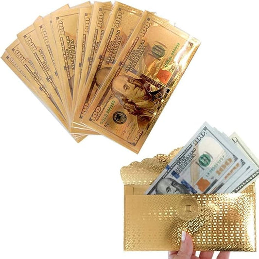 Gold Money Envelope | Metallic Foil - Spiral Circle