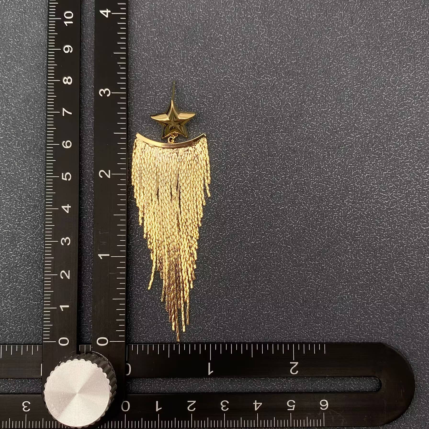 Gold Plated Metal Chain Fringe Star Post Earrings - Spiral Circle