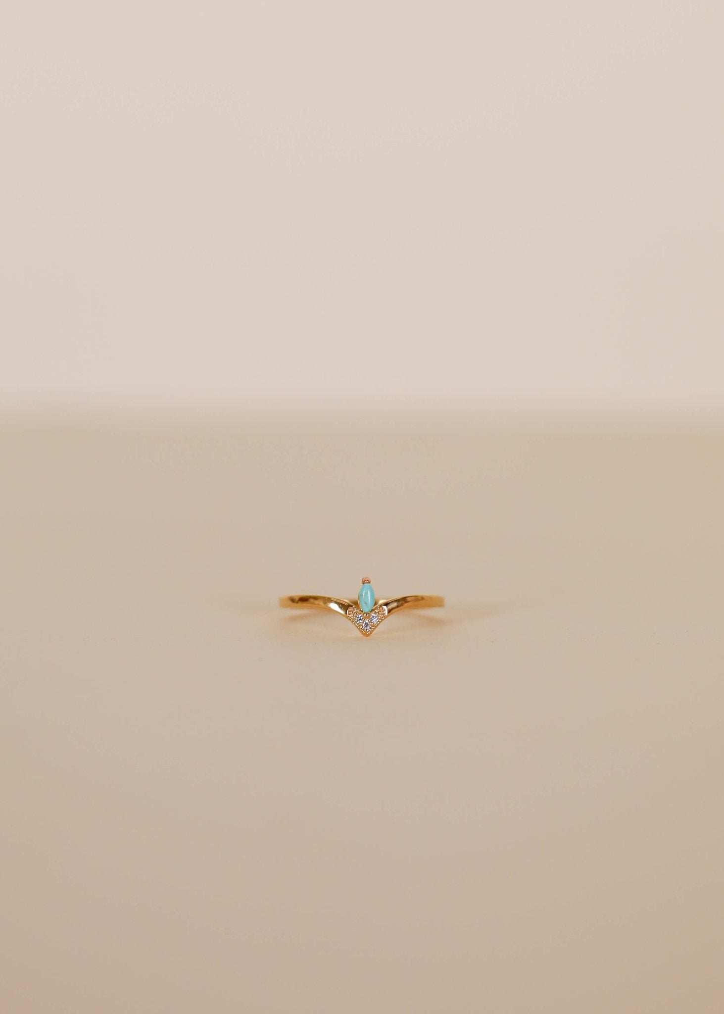 Gold Rings - Floating Gemstone - Turquoise & CZ - Spiral Circle