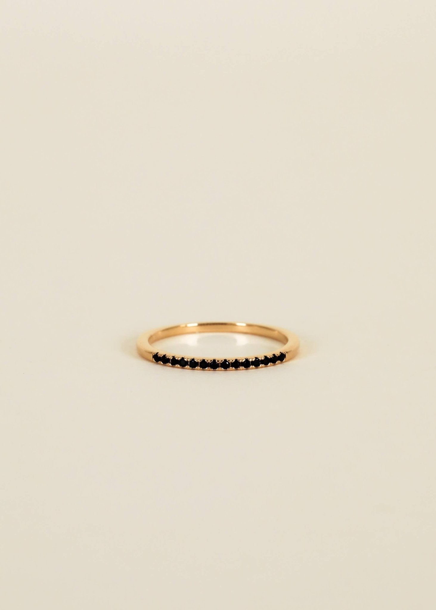Gold Rings - Half Pave - Black CZ - Spiral Circle
