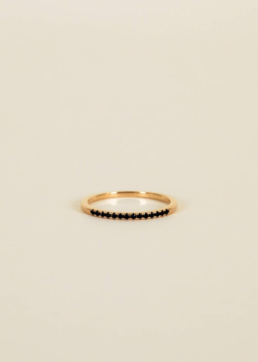 Gold Rings - Half Pave - Black CZ - Spiral Circle