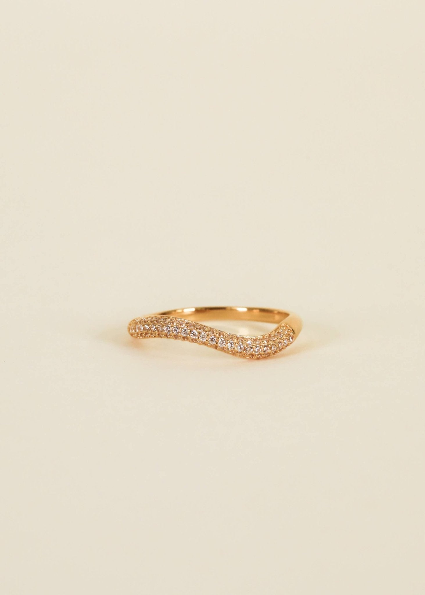Gold Rings - Pave Wave - Champagne CZ - Spiral Circle
