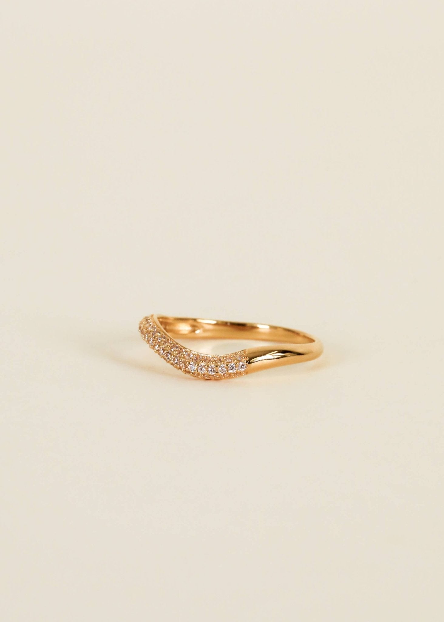 Gold Rings - Pave Wave - Champagne CZ - Spiral Circle