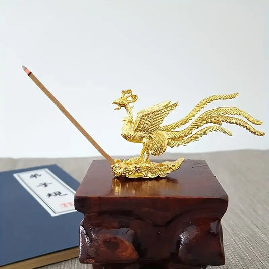 Golden Phoenix Incense Holder - Spiral Circle