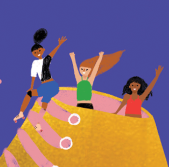 GOLDEN SKATER - Birthday Card - Spiral Circle