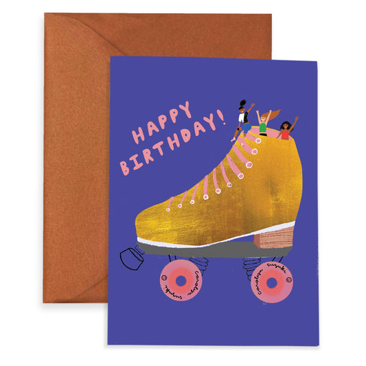 GOLDEN SKATER - Birthday Card - Spiral Circle