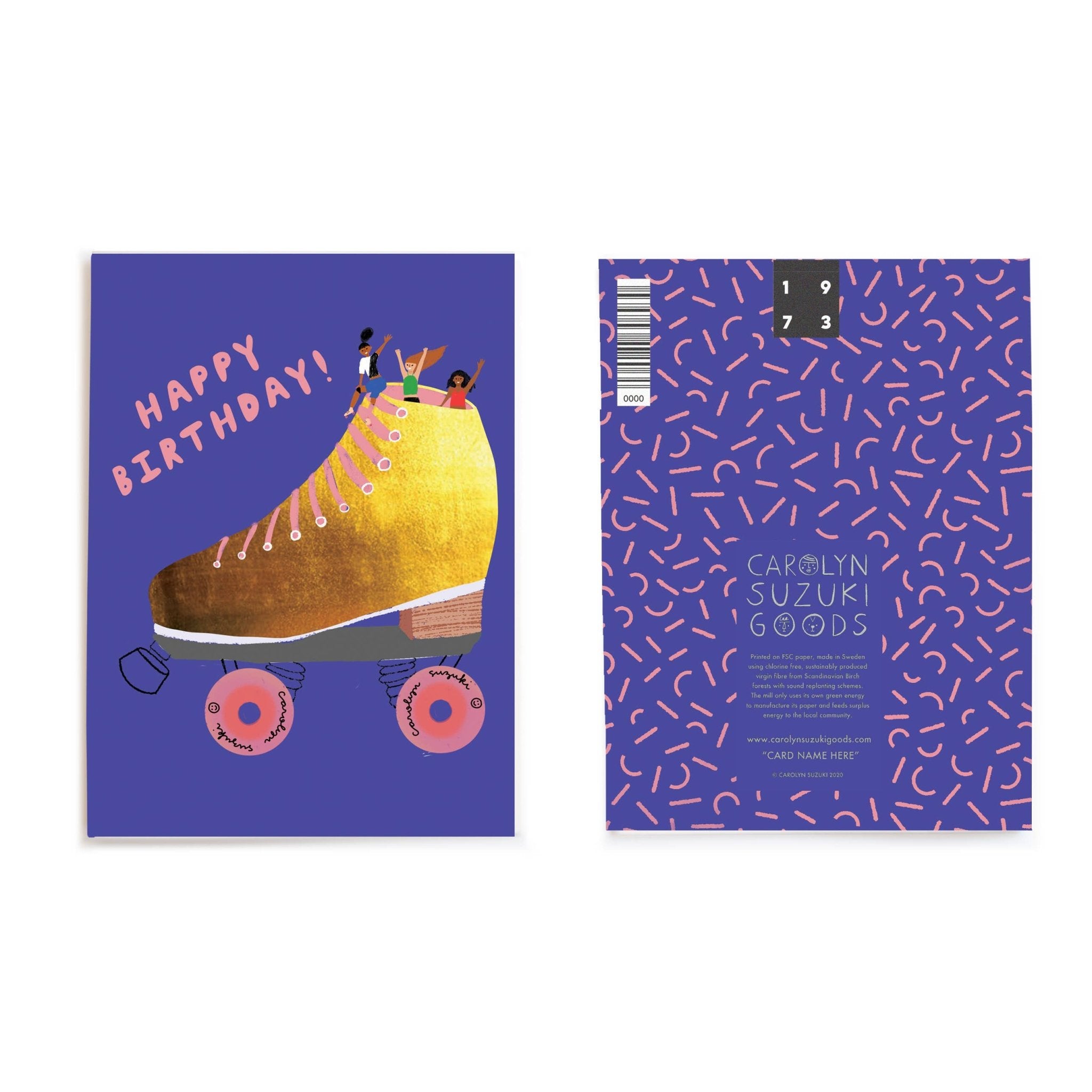 GOLDEN SKATER - Birthday Card - Spiral Circle