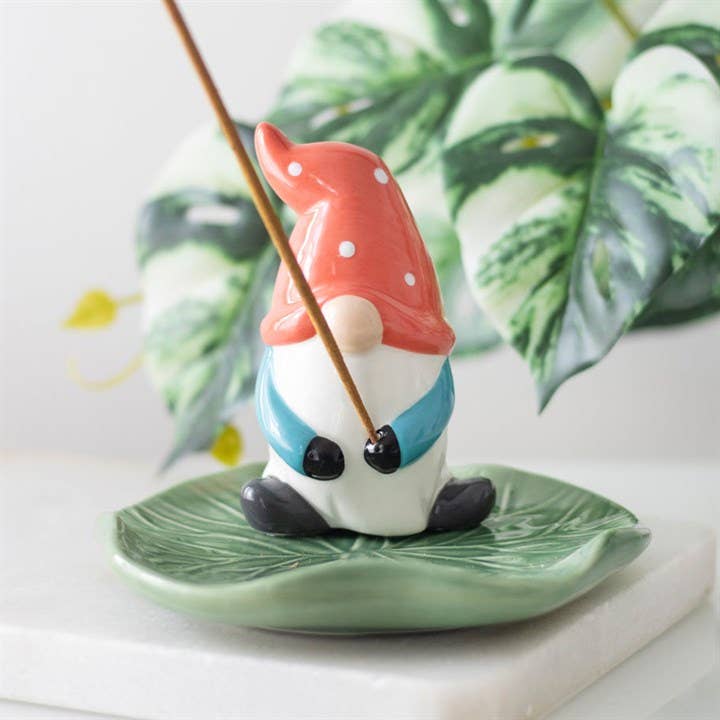 Gonk on Lily Pad Incense Stick Holder - Spiral Circle