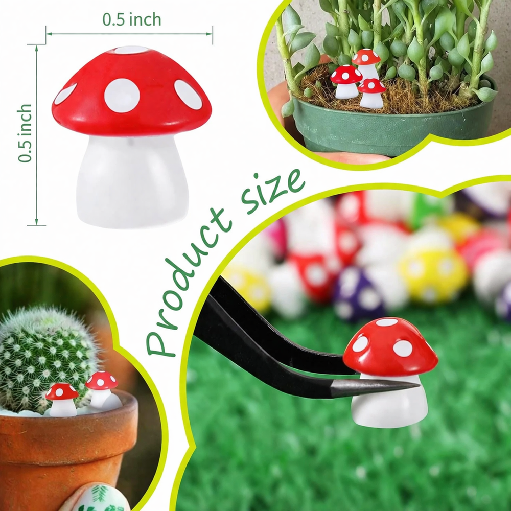 Good Luck Mini Mushrooms - .5” Tall - Spiral Circle
