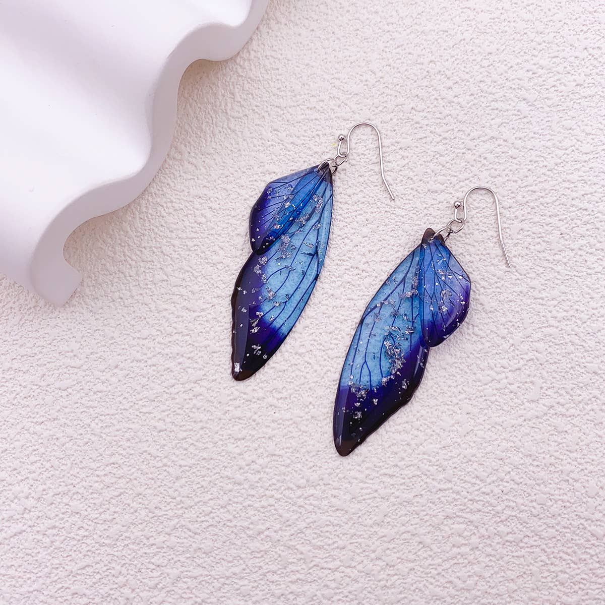 Gradient Cicada Wings, Butterfly Wings Earrings - Spiral Circle