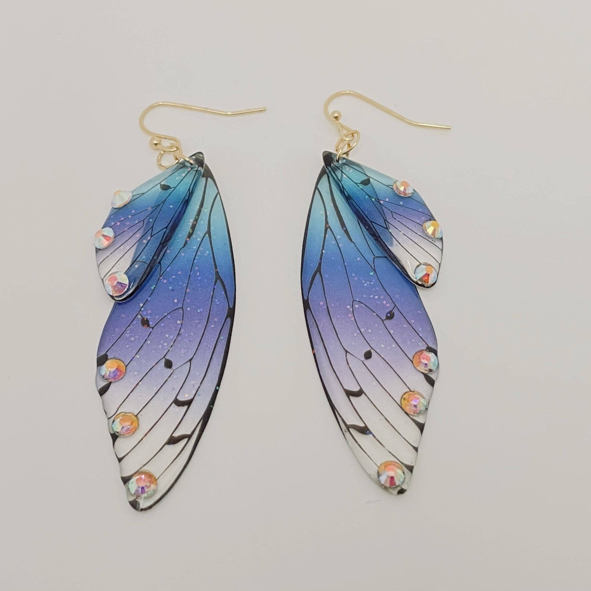 Gradient Cicada Wings, Butterfly Wings Earrings - Spiral Circle