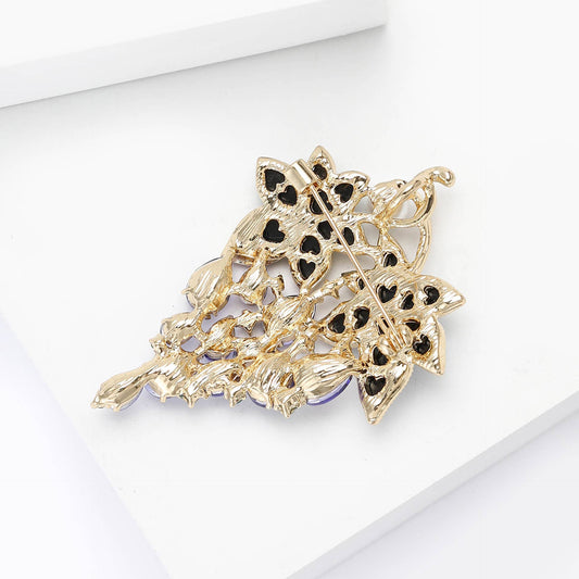 Grape & Abalone Leaf Brooch - Spiral Circle
