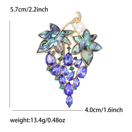 Grape & Abalone Leaf Brooch - Spiral Circle