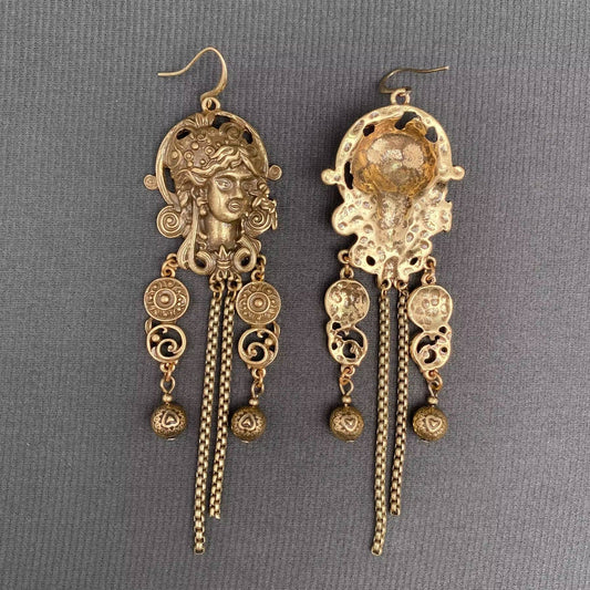 Greek Portraits Earrings - Spiral Circle