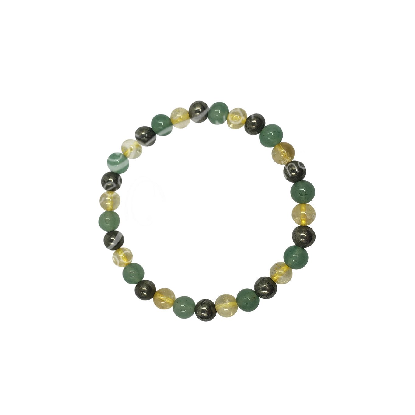 Green Aventurine, Citrine, & Pyrite Beaded Bracelet | 6MM - Spiral Circle