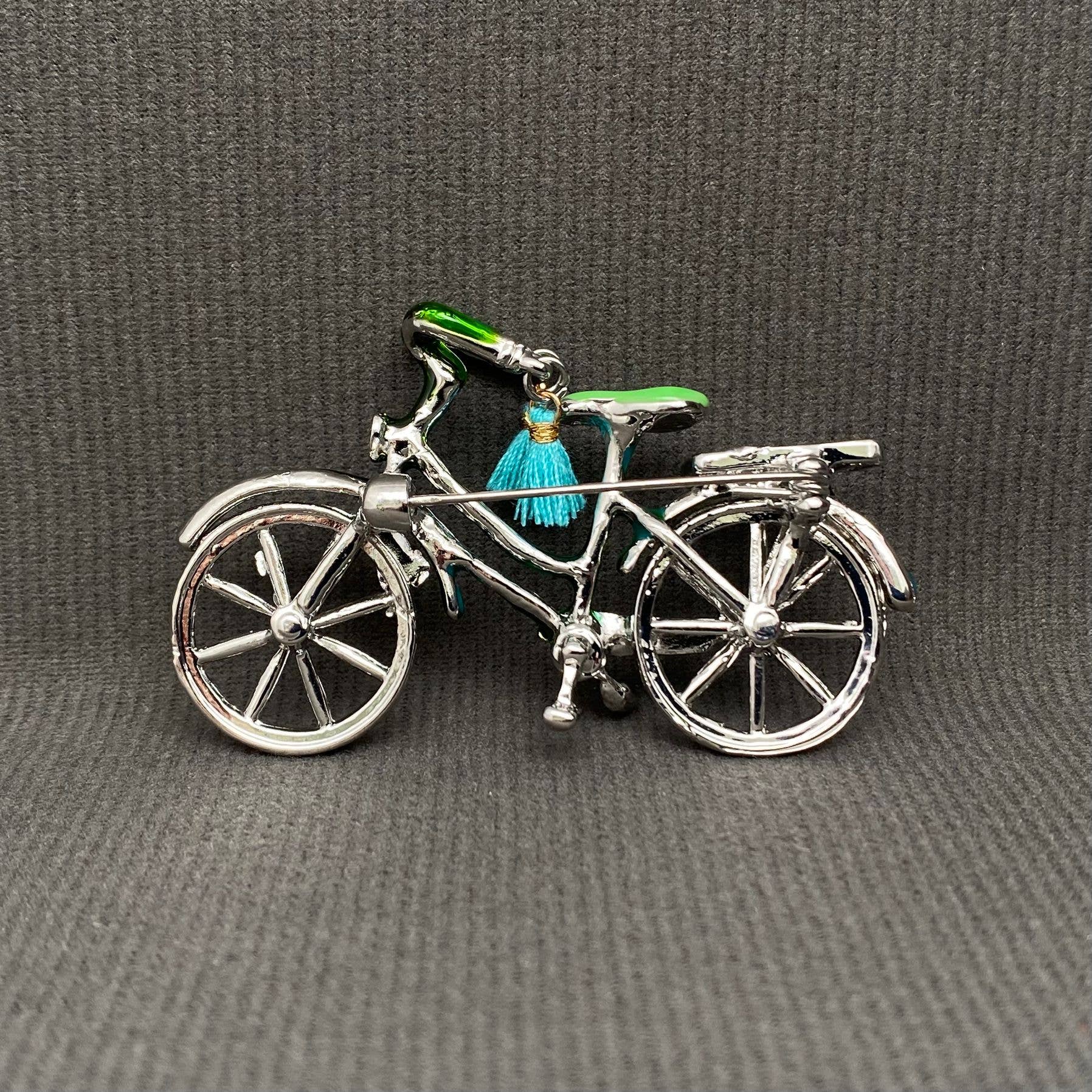 Green Bicycle Brooch - Spiral Circle