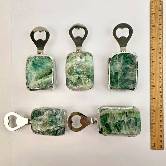 Green Fluorite Crystal Bottle Opener - Spiral Circle