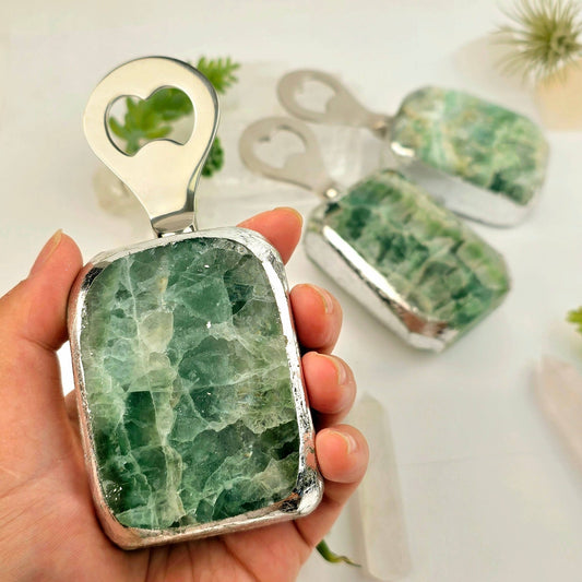 Green Fluorite Crystal Bottle Opener - Spiral Circle