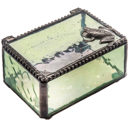 Green Frog Trinket Decorative Glass Box By J Devlin Box 174 - Spiral Circle