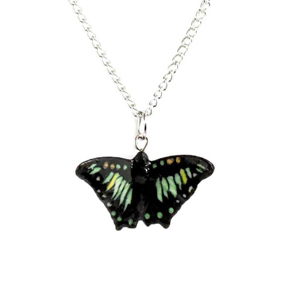 Green Malachite Butterfly Pendant - Spiral Circle