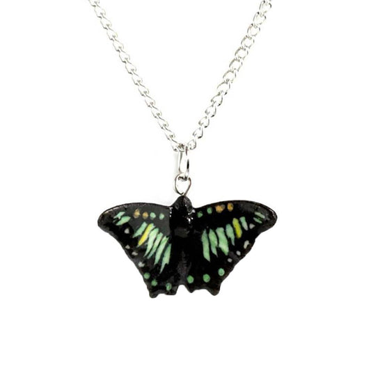 Green Malachite Butterfly Pendant - Spiral Circle