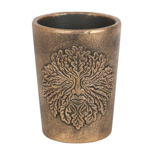 Green Man Bronze Terracotta Plant Pot by Lisa Parker - Spiral Circle