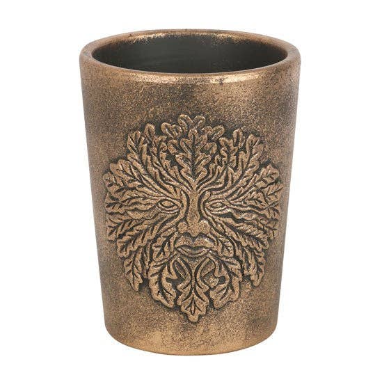 Green Man Bronze Terracotta Plant Pot by Lisa Parker - Spiral Circle