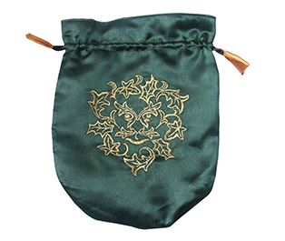 Green Satin Green Man Tarot Bag - Spiral Circle