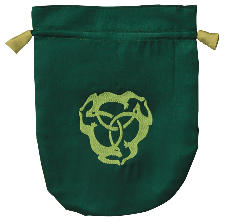 Green Satin Triple Hare Tarot Bag - Spiral Circle