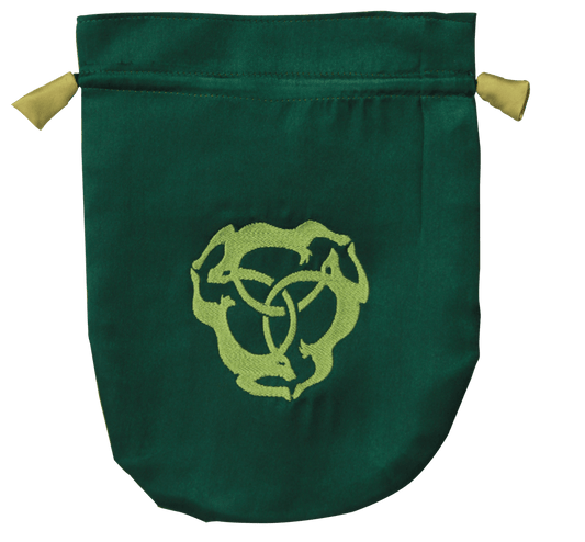 Green Satin Triple Hare Tarot Bag - Spiral Circle