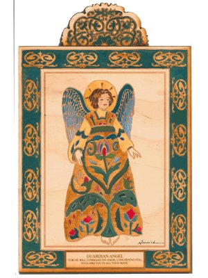 Guardian Angel | Wooden Pocket Plaque - Spiral Circle