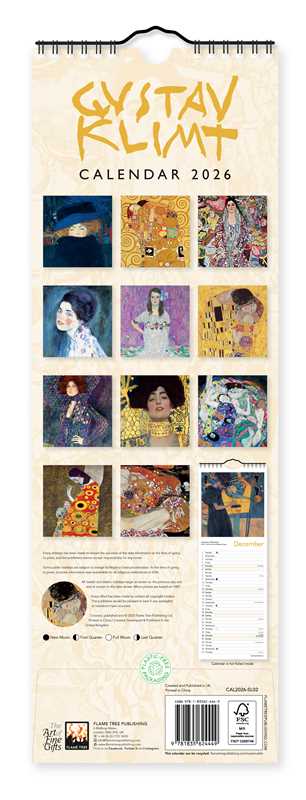 Gustav Klimt Slim Calendar 2026 (Art Calendar) by - Spiral Circle