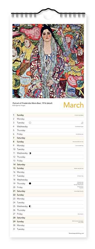 Gustav Klimt Slim Calendar 2026 (Art Calendar) by - Spiral Circle