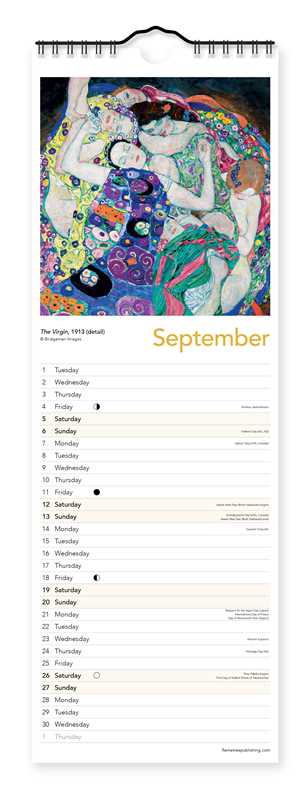Gustav Klimt Slim Calendar 2026 (Art Calendar) by - Spiral Circle