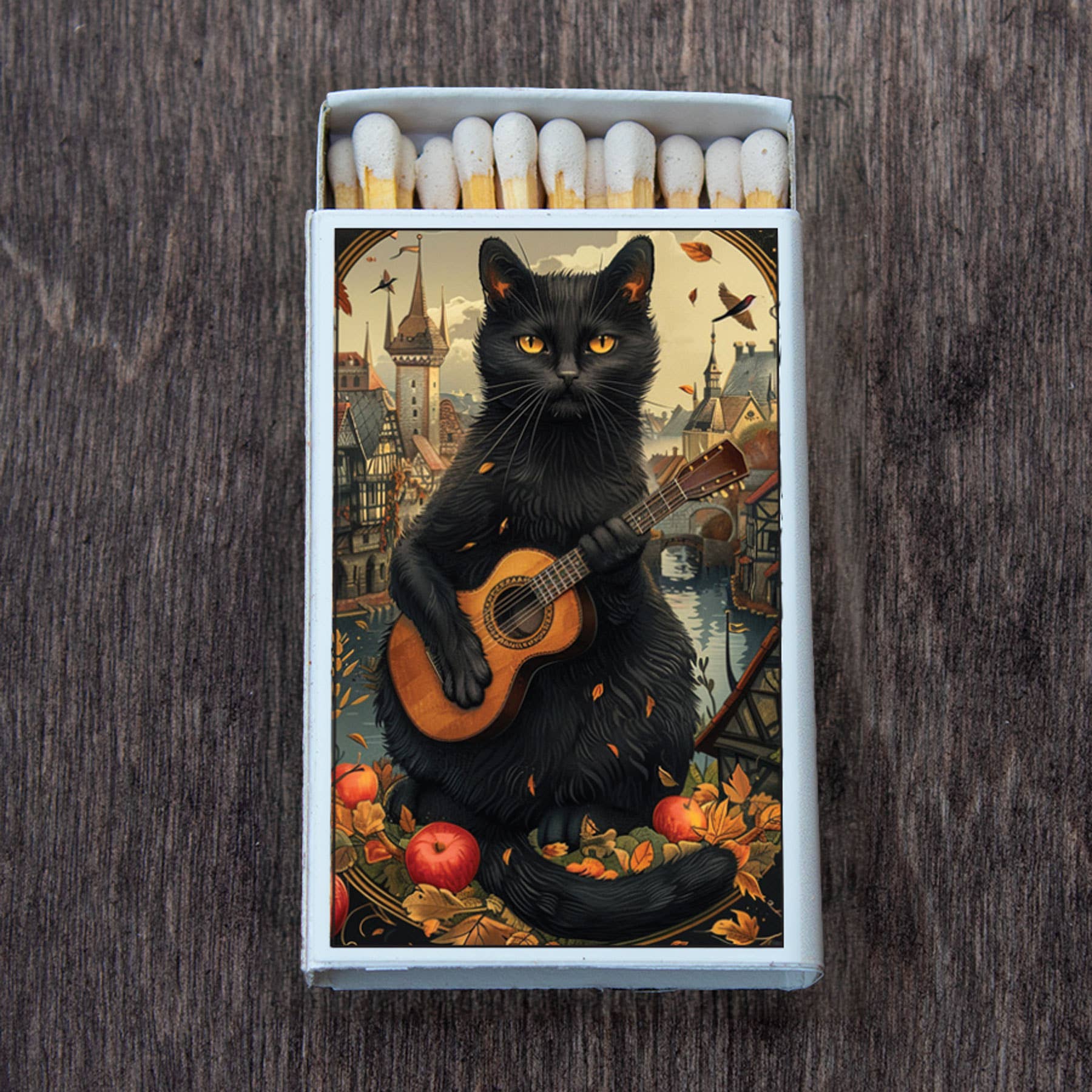 Halloween Black Cat Matchbox Candle Acc | Decorative Matches - Spiral Circle